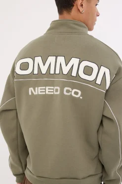 Intermission Quarter Zip Sweater Olive Green