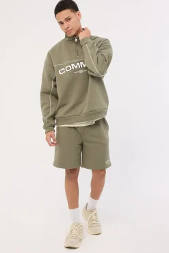 Intermission Quarter Zip Sweater Olive Green