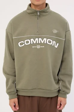 Intermission Quarter Zip Sweater Olive Green
