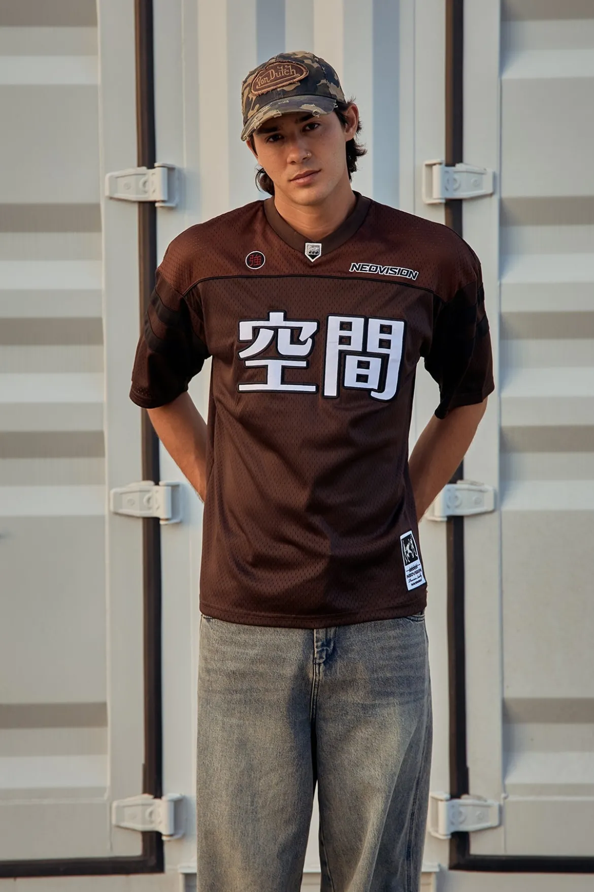 Interval V Neck Jersey Brown