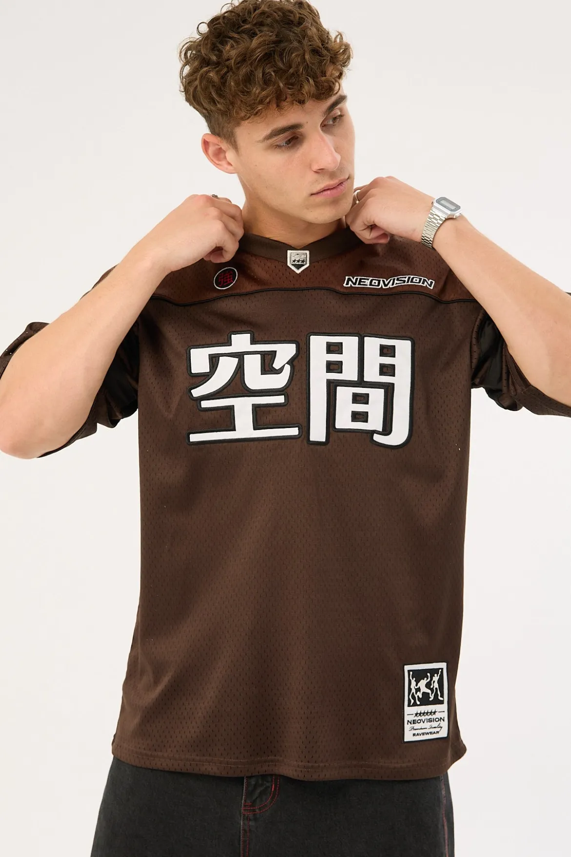 Interval V Neck Jersey Brown