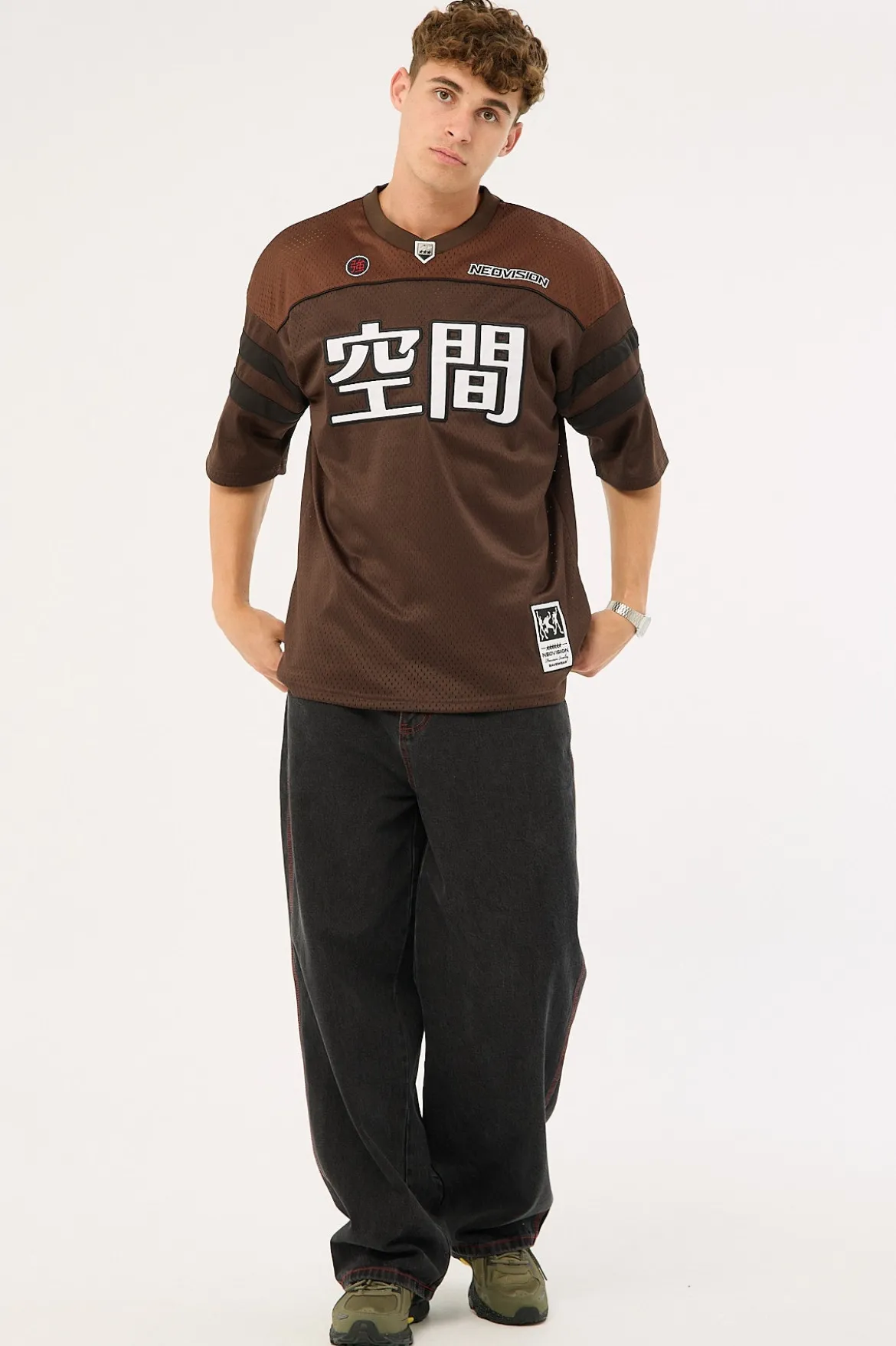 Interval V Neck Jersey Brown
