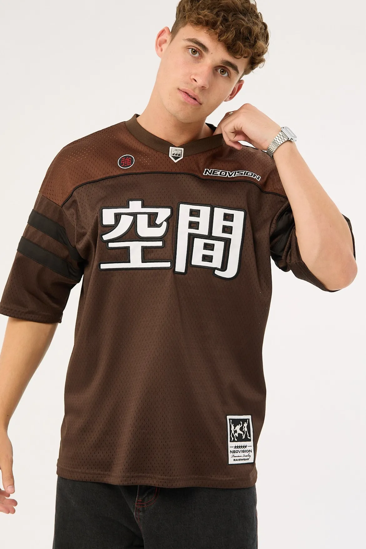 Interval V Neck Jersey Brown