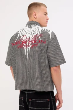Ironfang Oversize Cropped Shirt Black/White Stripe