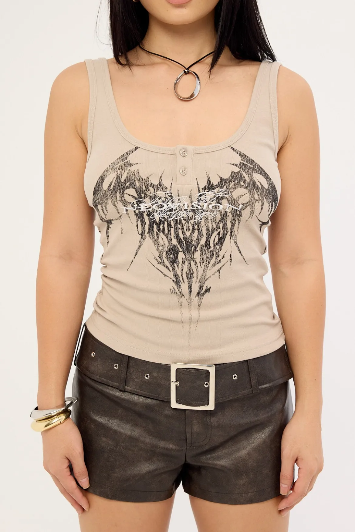 Ironfang Singlet Tank Top Washed Granite