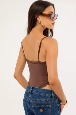 Isa Lace Bodysuit Brown