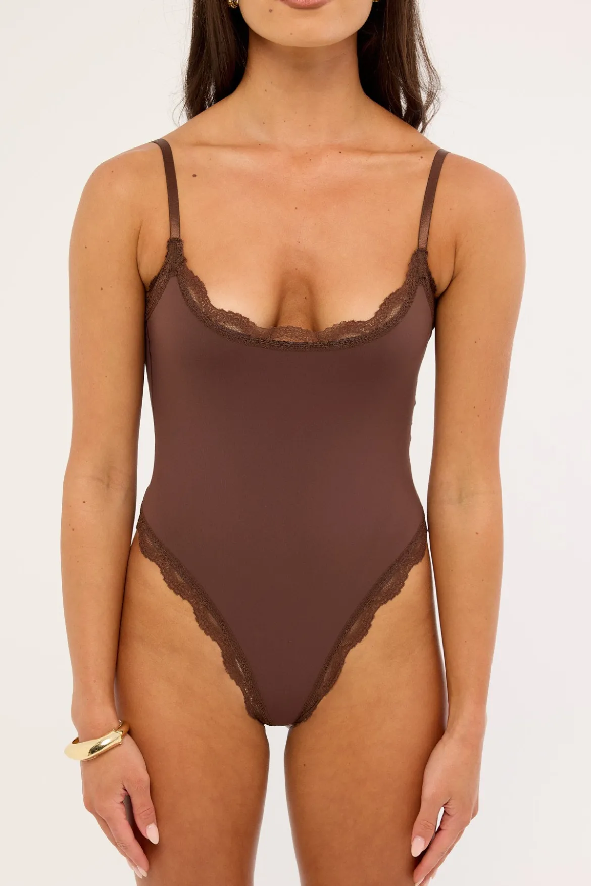 Isa Lace Bodysuit Brown