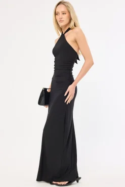 Isla Halter Twist Maxi Dress Black