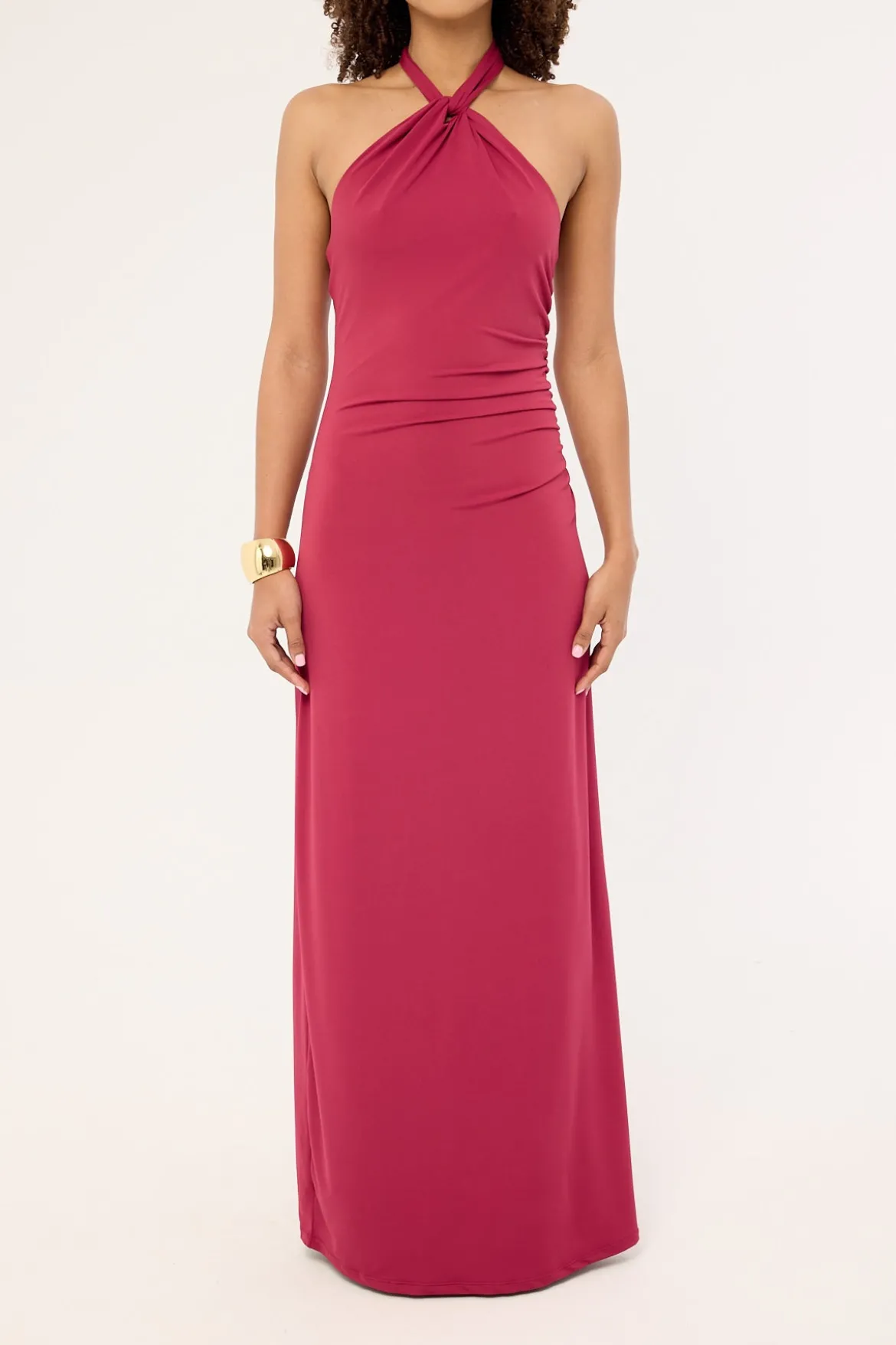 Isla Halter Twist Maxi Dress Burgundy