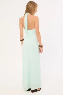 Isla Halter Twist Maxi Dress Iced Blue