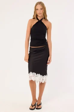 Isla Halter Twist Top Black