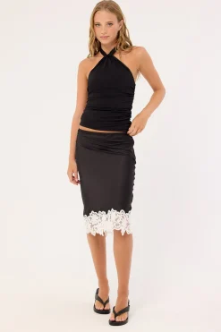 Isla Halter Twist Top Black