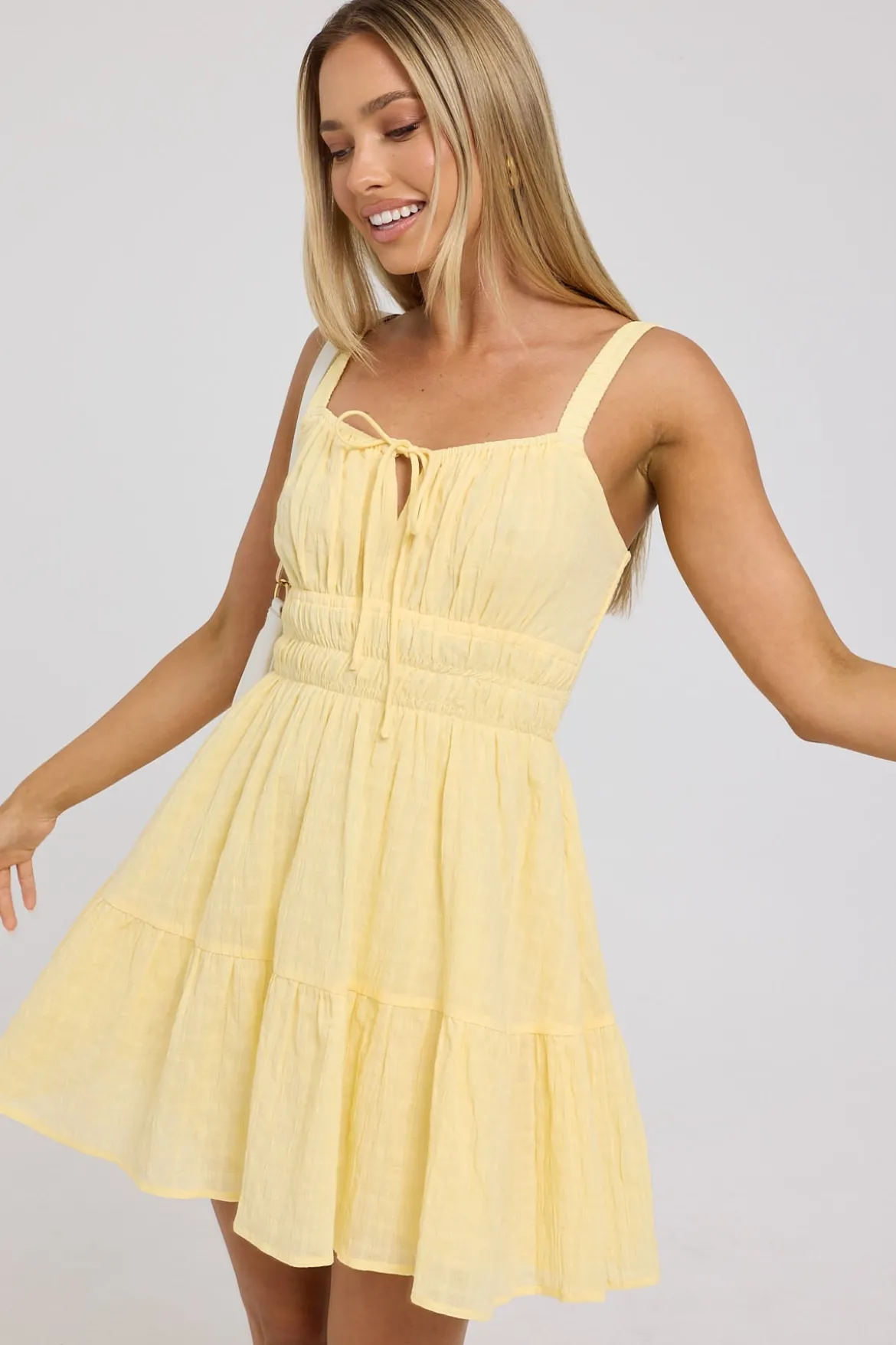 Isola Cotton Mini Dress Lemon