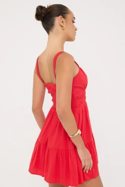Isola Cotton Mini Dress Red