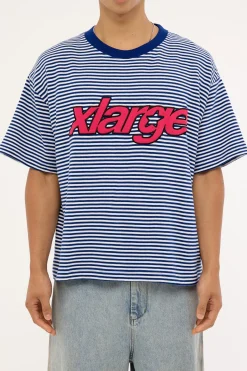 Italic Stripe Gorilla Fit Tee Navy Stripe