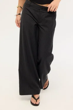 Ivy Pin Stripe Mid Rise Pant Black Stripe