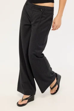 Ivy Pin Stripe Mid Rise Pant Black Stripe