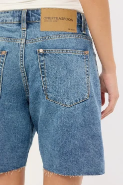 Jacksons Mid Waist Wide Leg Denim Shorts Hoodlum Blue