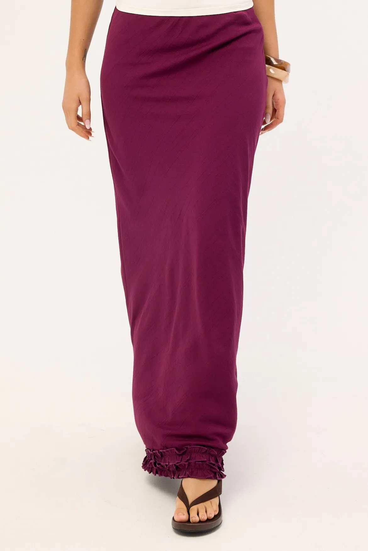 Jada Frill Maxi Skirt Plum