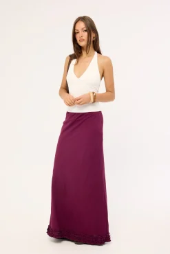 Jada Frill Maxi Skirt Plum