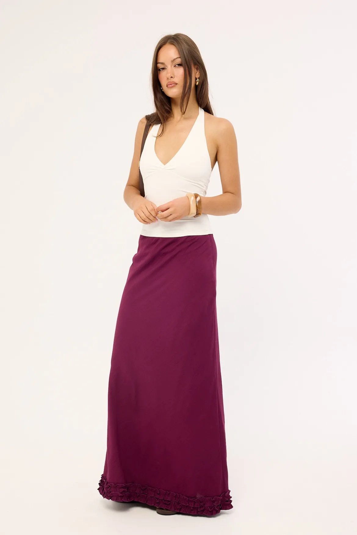 Jada Frill Maxi Skirt Plum