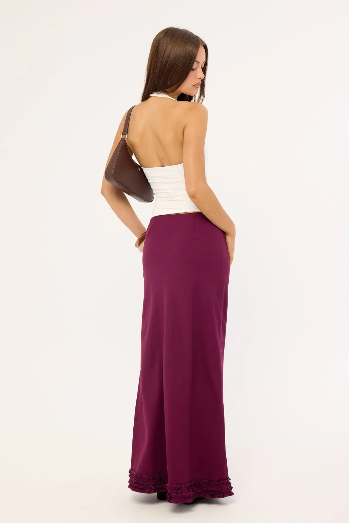 Jada Frill Maxi Skirt Plum