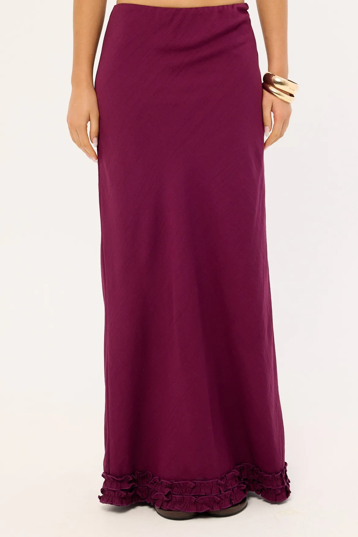 Jada Frill Maxi Skirt Plum