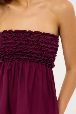 Jada Frill Strapless Top Plum