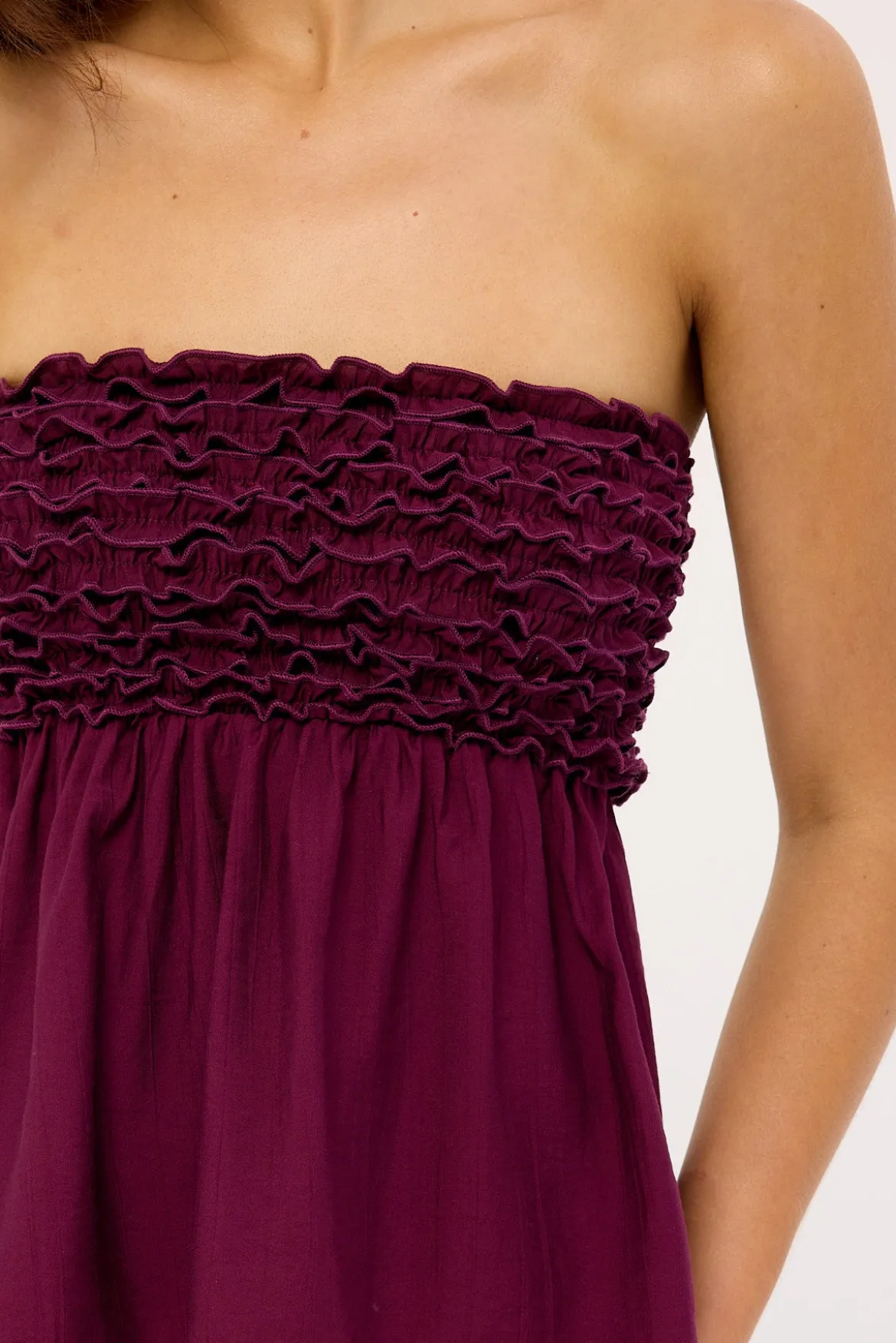 Jada Frill Strapless Top Plum