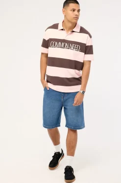 Jake Short Sleeve Rugby Polo Brown/Pink Stripe