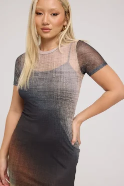 Jazel Recycled Mesh Midi Dress Ombre Print