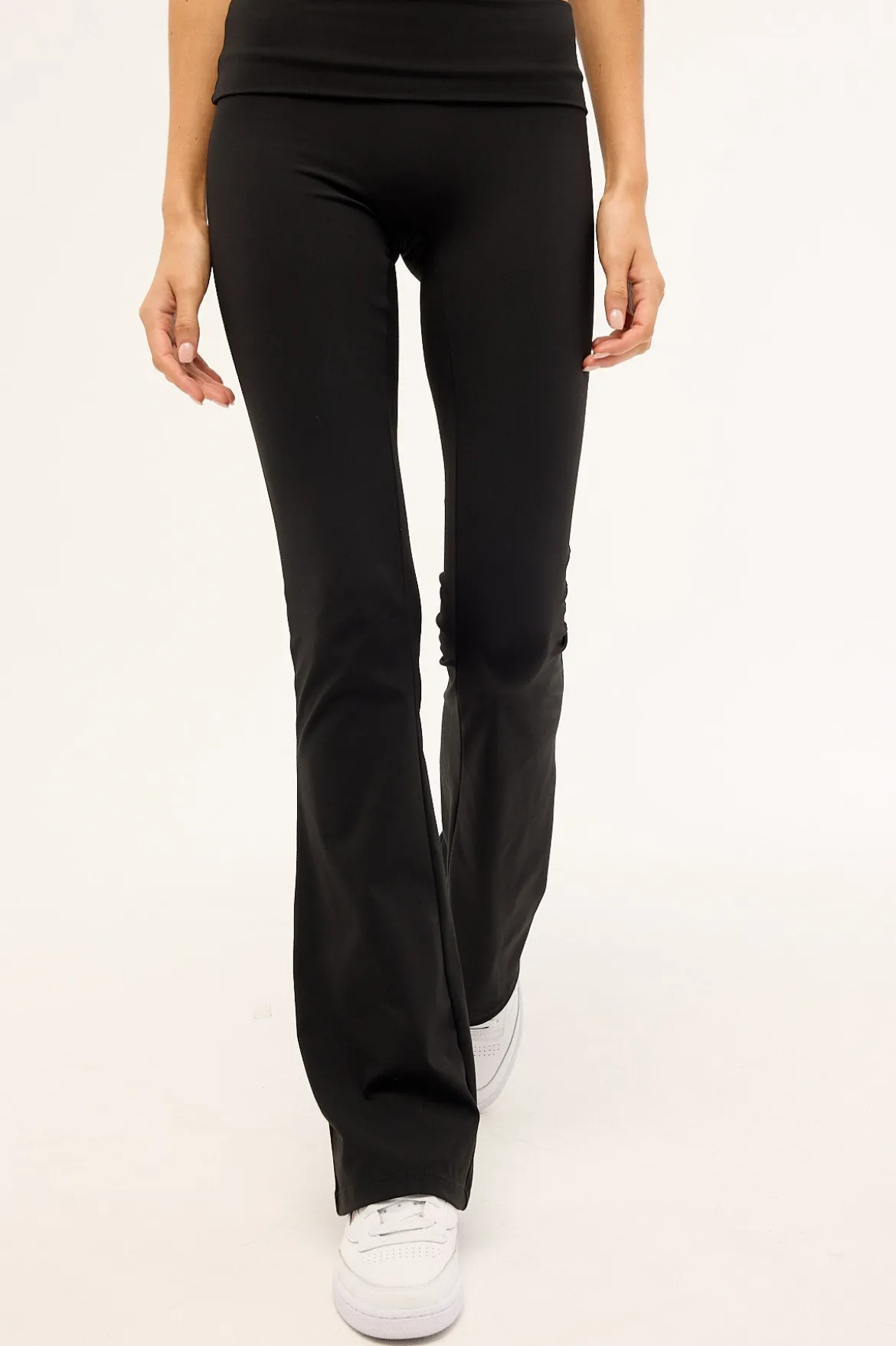 Jersey Mid Rise Flare Black