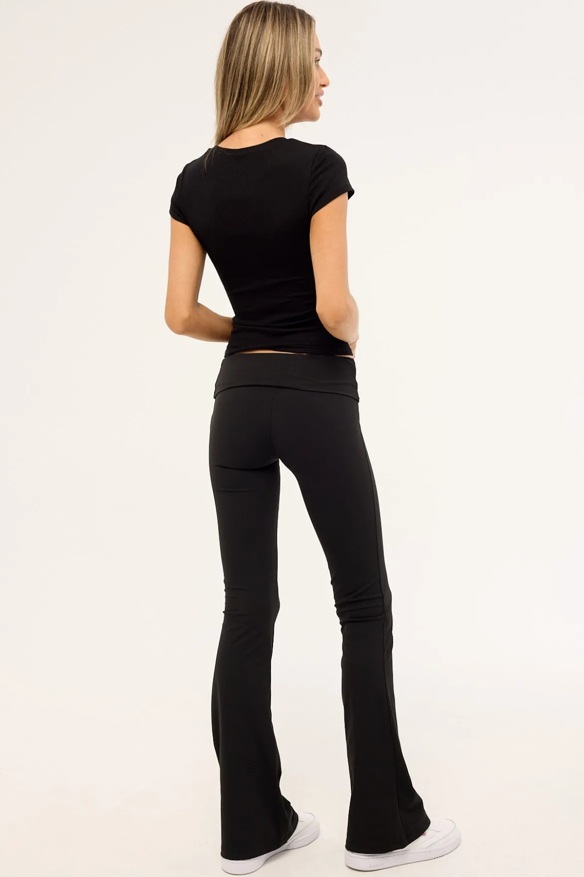 Jersey Mid Rise Flare Black