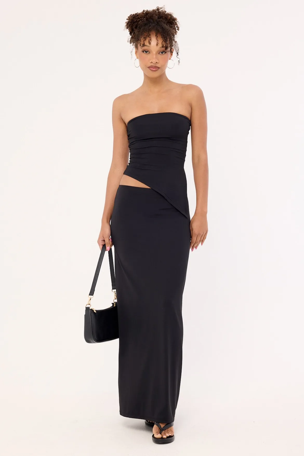Jersey Mid Rise Maxi Skirt Black