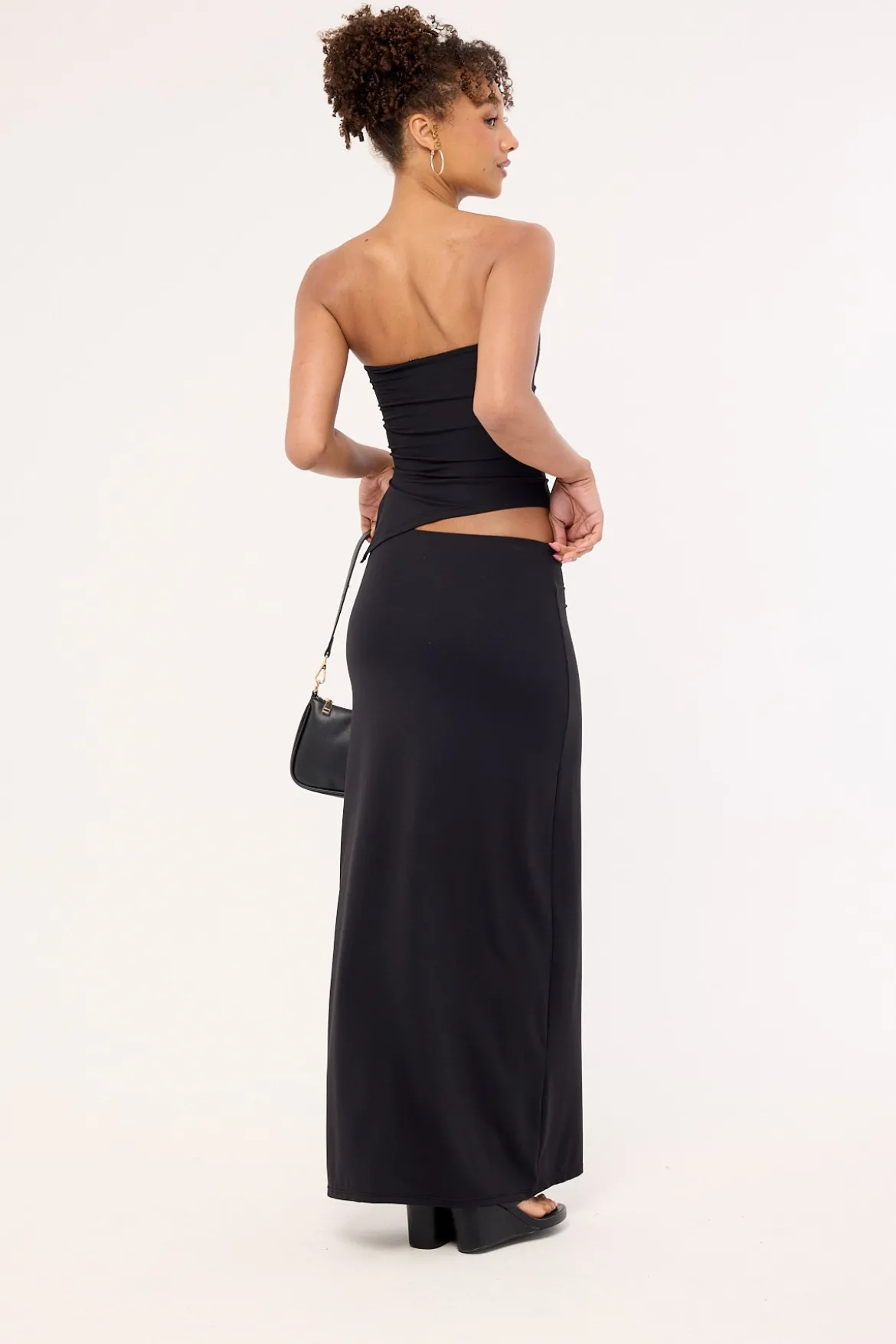 Jersey Mid Rise Maxi Skirt Black