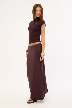 Jersey Recycled Mid Rise Maxi Skirt Brown
