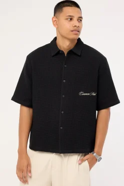 Jett Boxy Cropped Shirt Black