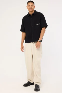 Jett Boxy Cropped Shirt Black