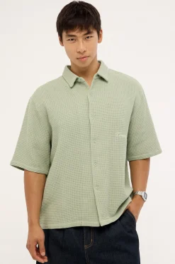 Jett Boxy Cropped Shirt Sage