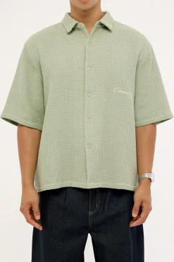 Jett Boxy Cropped Shirt Sage