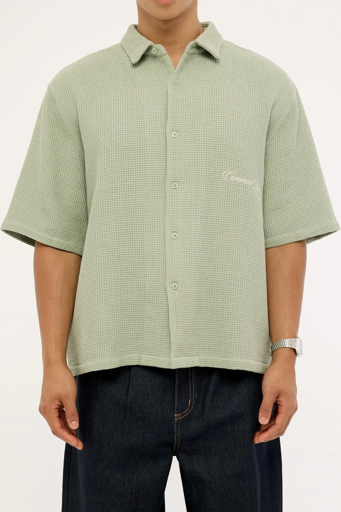 Jett Boxy Cropped Shirt Sage
