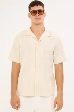 Jetty Boxy Resort Shirt Oat Stripe