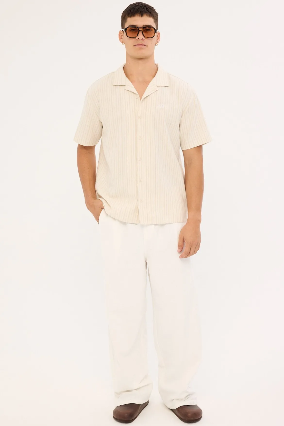 Jetty Boxy Resort Shirt Oat Stripe