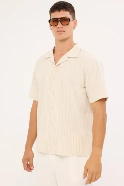 Jetty Boxy Resort Shirt Oat Stripe