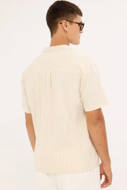 Jetty Boxy Resort Shirt Oat Stripe