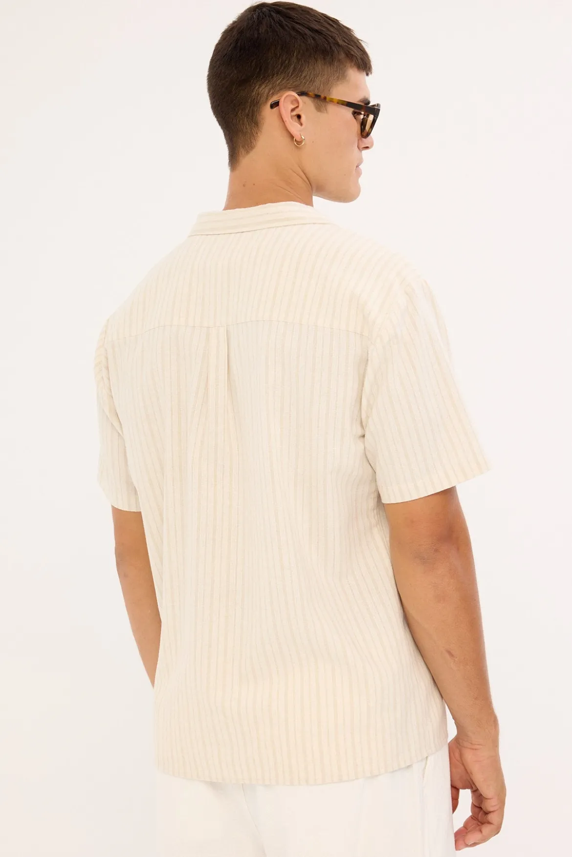 Jetty Boxy Resort Shirt Oat Stripe
