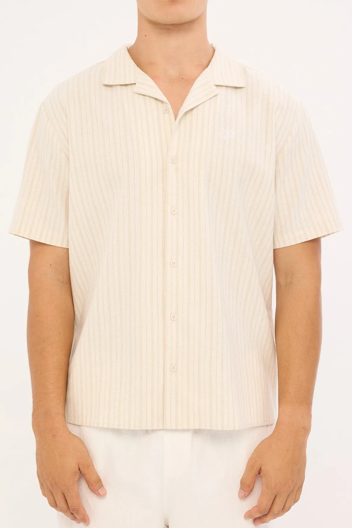 Jetty Boxy Resort Shirt Oat Stripe