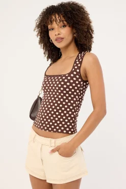 Jinalo Top Small Cream Polka Brown