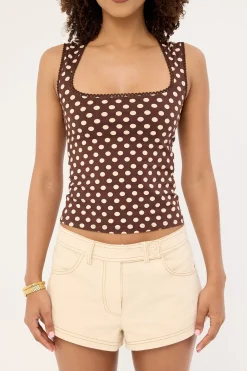 Jinalo Top Small Cream Polka Brown
