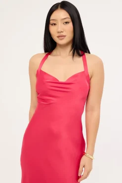 Jolie Recycled Satin Maxi Dress Raspberry